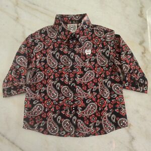 Cinch Button Up Long Sleeve Shirt Western Core Paisley Flower Print Boys 6-12M